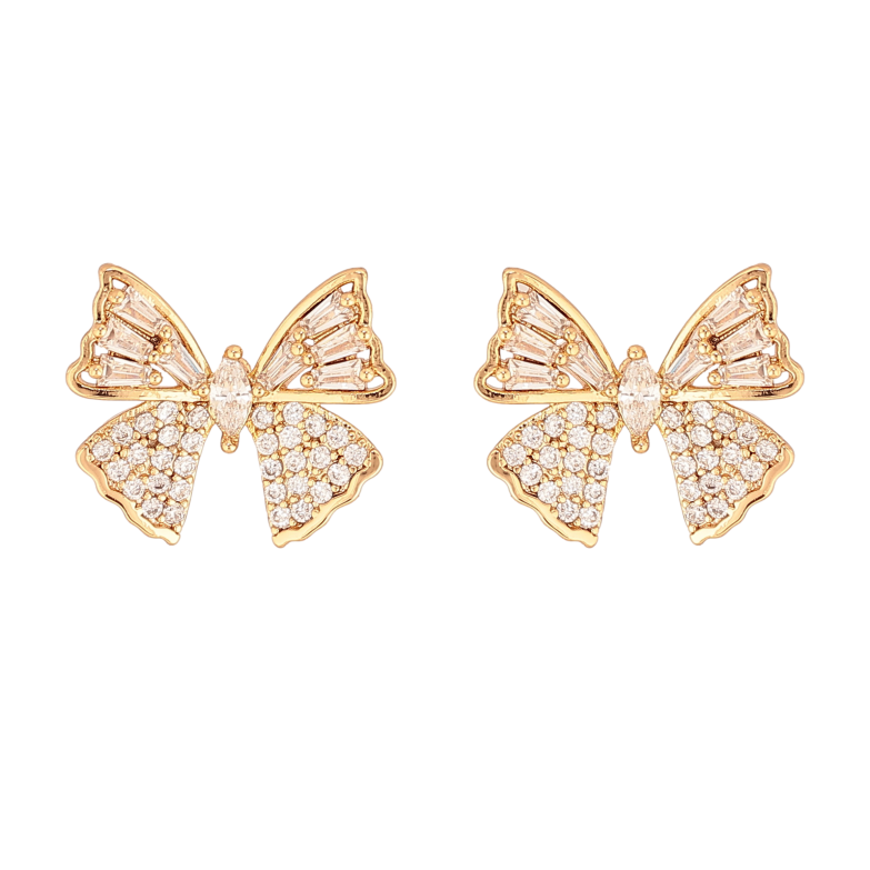 Серьги Xuping цвет Позолота 18К пусеты "Банты с кристаллами" фото №1 Серьги Xuping цвет Позолота 18К пусеты "Банты с кристаллами" фото №1