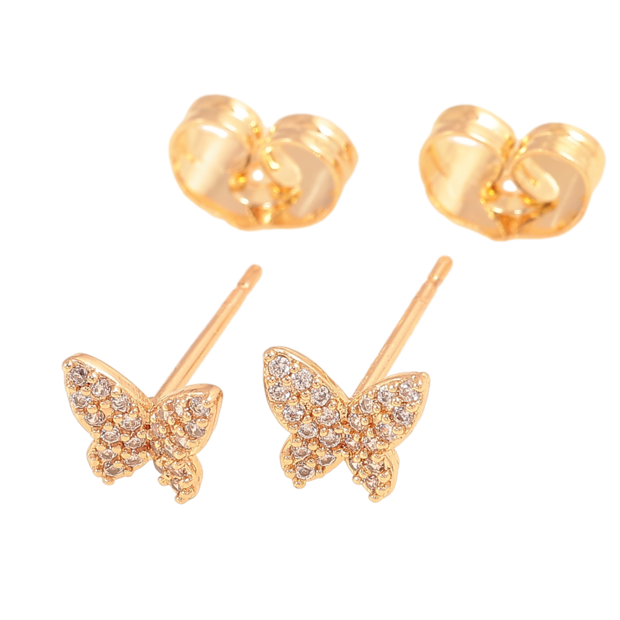Сережки Xuping колір Позолота 18К пусети "Метелики з кристалами" фото №1
