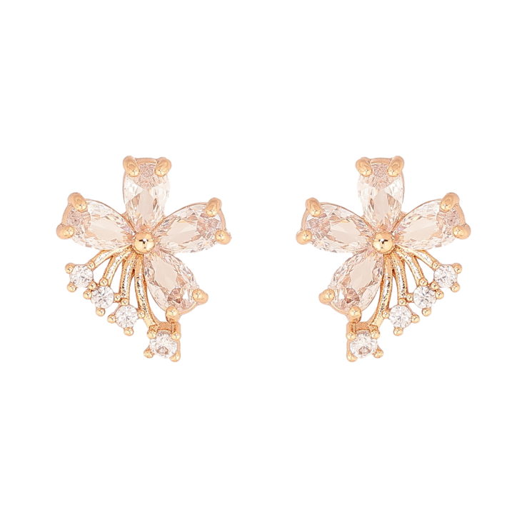 Сережки Xuping колір Позолота 18К пусети "Кристальні квіточки" фото №13