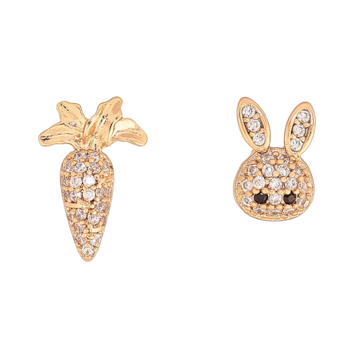 Сережки Xuping колір Позолота 18К пусети "Морквинка з кроликом" фото №3