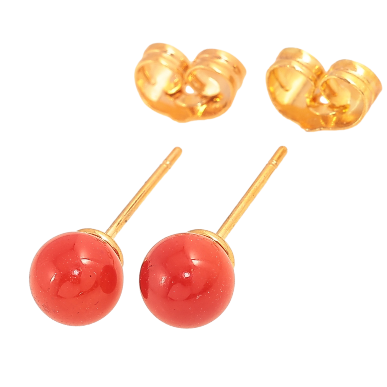 Серьги Xuping цвет Позолота 18К пусеты "Красные шарики" ø 6мм фото №1 Серьги Xuping цвет Позолота 18К пусеты "Красные шарики" ø 6мм фото №1
