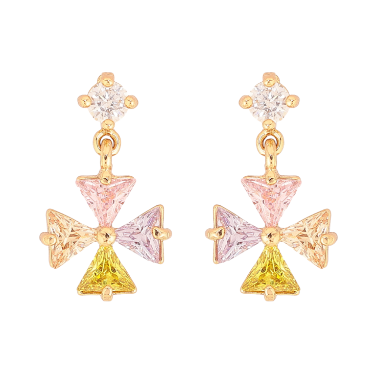 Серьги Xuping цвет Позолота 18К пусеты "Подвески из разноцветных кристаллов" фото №21