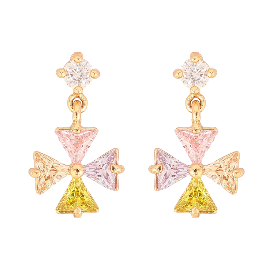 Серьги Xuping цвет Позолота 18К пусеты "Подвески из разноцветных кристаллов" фото №1