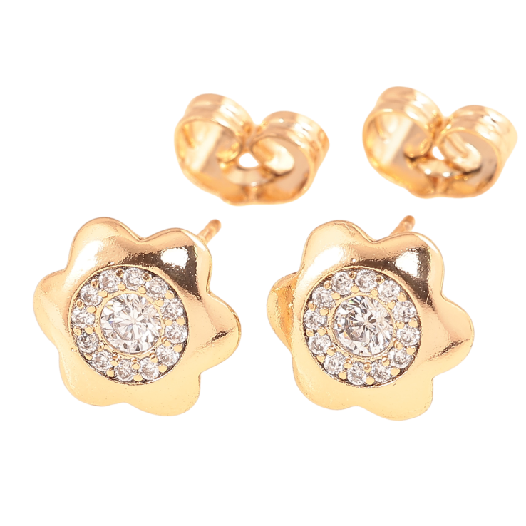 Сережки Xuping колір Позолота 18К пусети "Квіточки з інкрустацією кристалами" фото №16