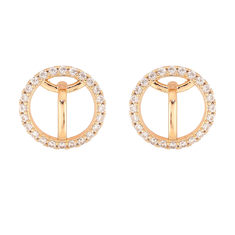 Сережки Xuping колір Позолота 18К пусети "Кільця з кристалами" фото №1