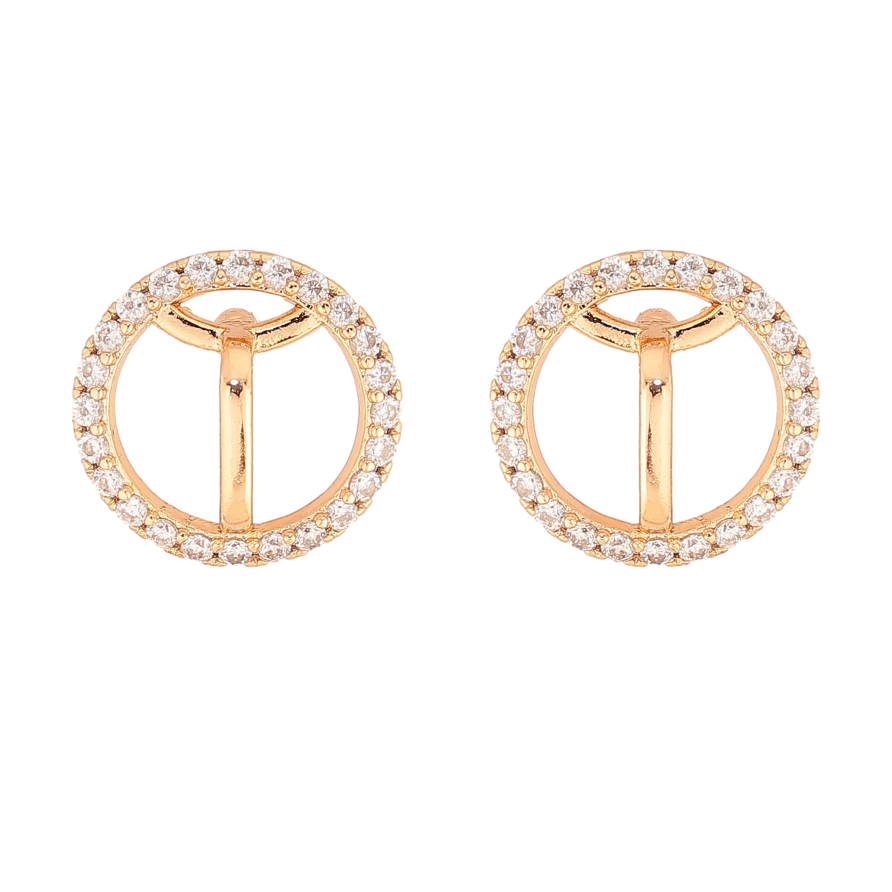 Серьги Xuping цвет Позолота 18К пусеты "Колечки с кристаллами" фото №1