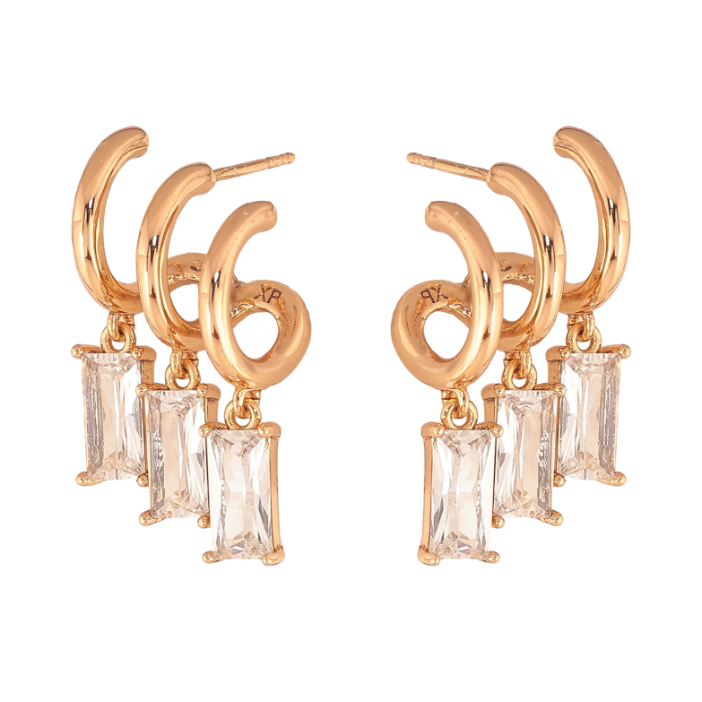 Сережки Xuping колір Позолота 18К пусети "Кристальні підвіски" фото №1