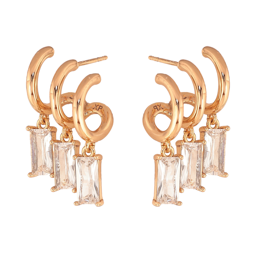 Серьги Xuping цвет Позолота 18К пусеты "Кристальные подвески" фото №1 Серьги Xuping цвет Позолота 18К пусеты "Кристальные подвески" фото №1