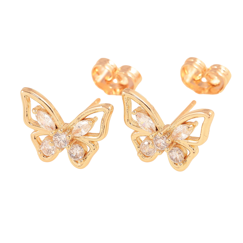 Серьги Xuping цвет Позолота 18К пусеты "Бабочки с кристаллами" фото №1 Серьги Xuping цвет Позолота 18К пусеты "Бабочки с кристаллами" фото №1