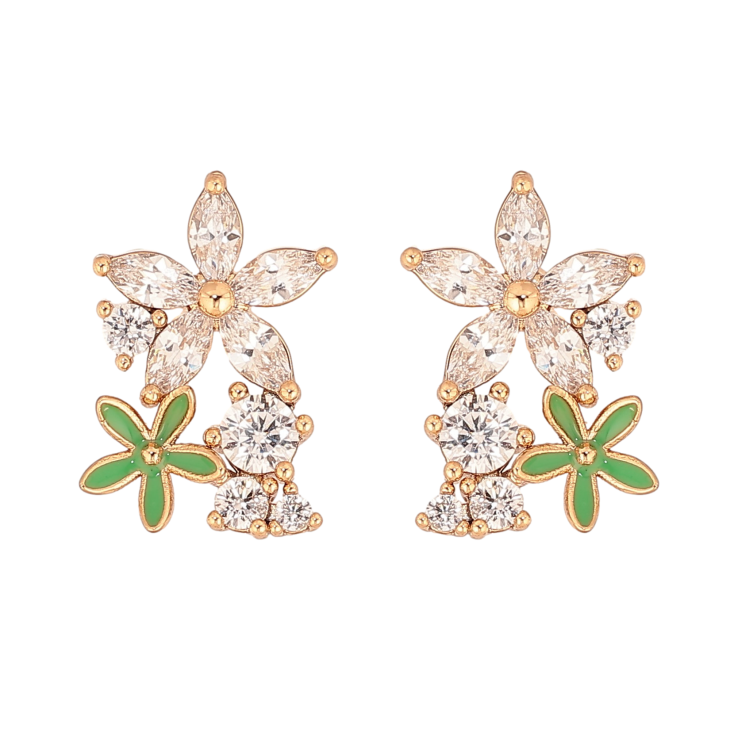 Серьги Xuping цвет Позолота 18К пусеты "Кристальные цветочки" фото №3 Серьги Xuping цвет Позолота 18К пусеты "Кристальные цветочки" фото №3