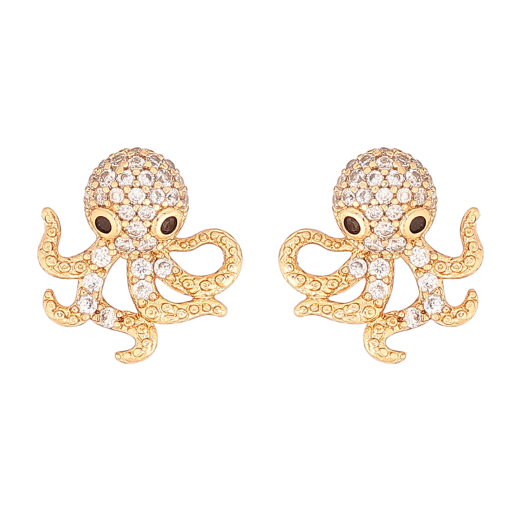 Сережки Xuping колір Позолота 18К пусети "Восьминоги з інкрустацією кристалами" фото №19