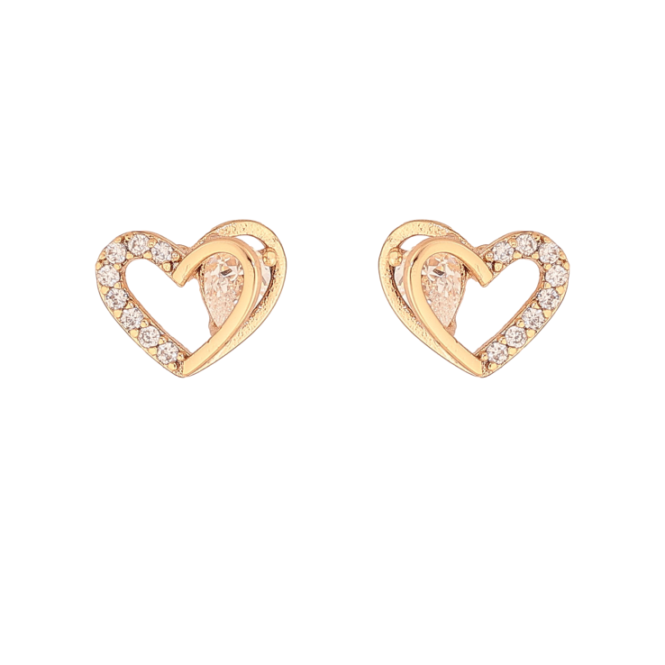 Сережки Xuping колір Позолота 18K пусети "Сердечка з кристалами" фото №18
