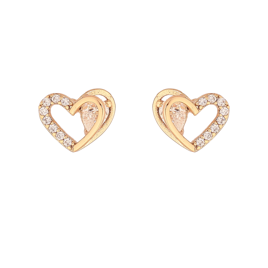 Сережки Xuping колір Позолота 18K пусети "Сердечка з кристалами" фото №1