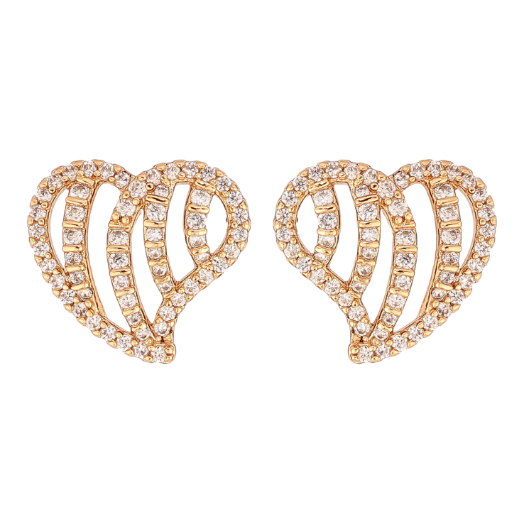 Серьги Xuping цвет Позолота 18К пусеты "Сердечки с инкрустацией кристаллами" фото №16