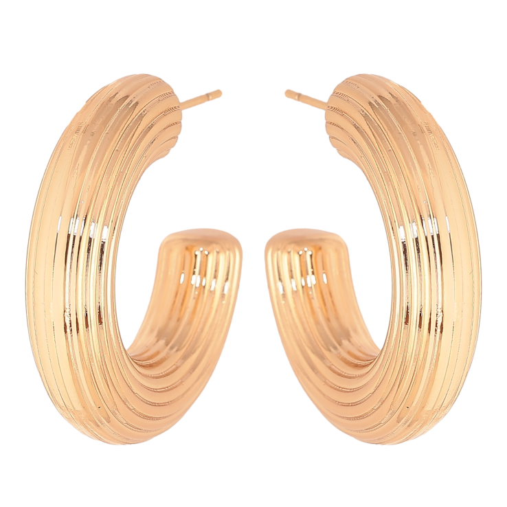 Серьги Xuping цвет Позолота 18К пусеты "Объемные дуги" фото №22