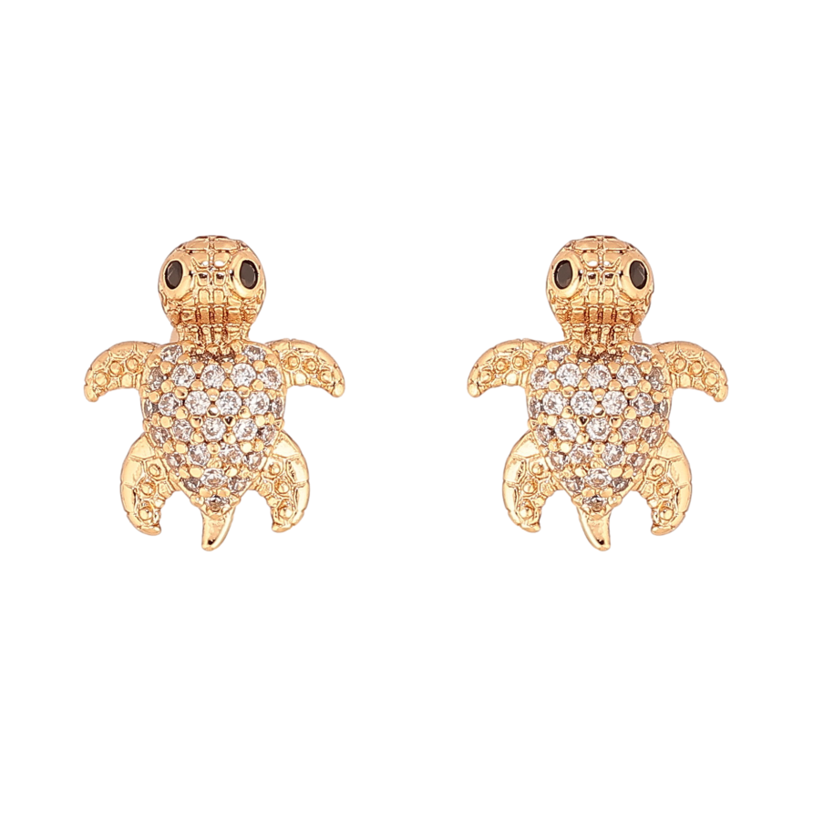 Сережки Xuping колір Позолота 18К пусети Черепашки з кристалами фото №1