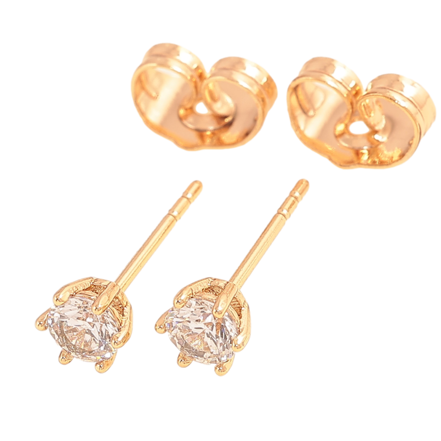 Сережки Xuping колір Позолота 18К пусети "Кристали в 6-ти крапановій оправі" ø 4мм фото №1 Сережки Xuping колір Позолота 18К пусети "Кристали в 6-ти крапановій оправі" ø 4мм фото №1