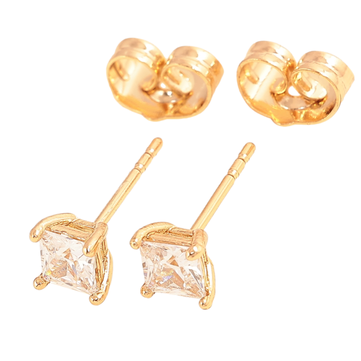 Сережки Xuping колір Позолота 18К пусети "Кристали в 4-х крапановій оправі" 4х4мм фото №23