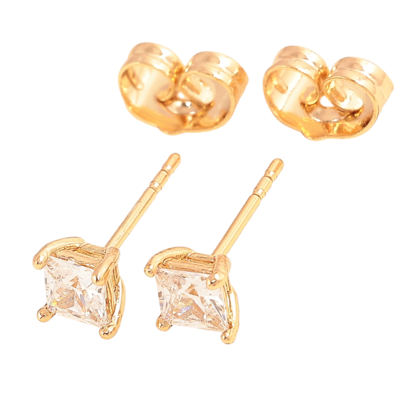 Сережки Xuping колір Позолота 18К пусети "Кристали в 4-х крапановій оправі" 4х4мм фото №1 Сережки Xuping колір Позолота 18К пусети "Кристали в 4-х крапановій оправі" 4х4мм фото №1