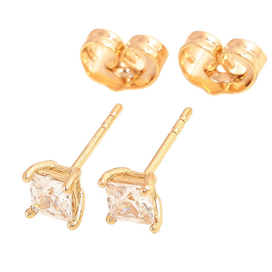 Сережки Xuping колір Позолота 18К пусети "Кристали в 4-х крапановій оправі" 4х4мм фото №1 Сережки Xuping колір Позолота 18К пусети "Кристали в 4-х крапановій оправі" 4х4мм фото №1