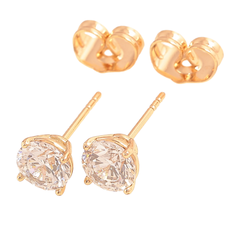 Сережки Xuping колір Позолота 18К пусети "Кристали в 4-х крапановій оправі" ø 6мм фото №1