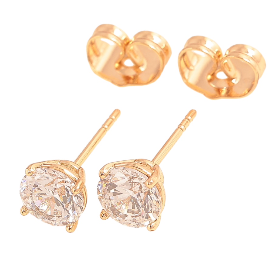 Сережки Xuping колір Позолота 18К пусети "Кристали в 4-х крапановій оправі" ø 6мм фото №1