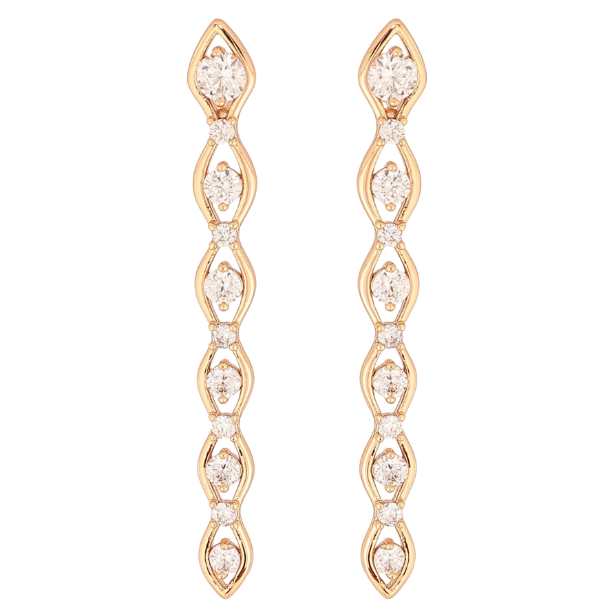 Сережки Xuping колір Позолота 18К пусети "Підвіски з кристалами" фото №1