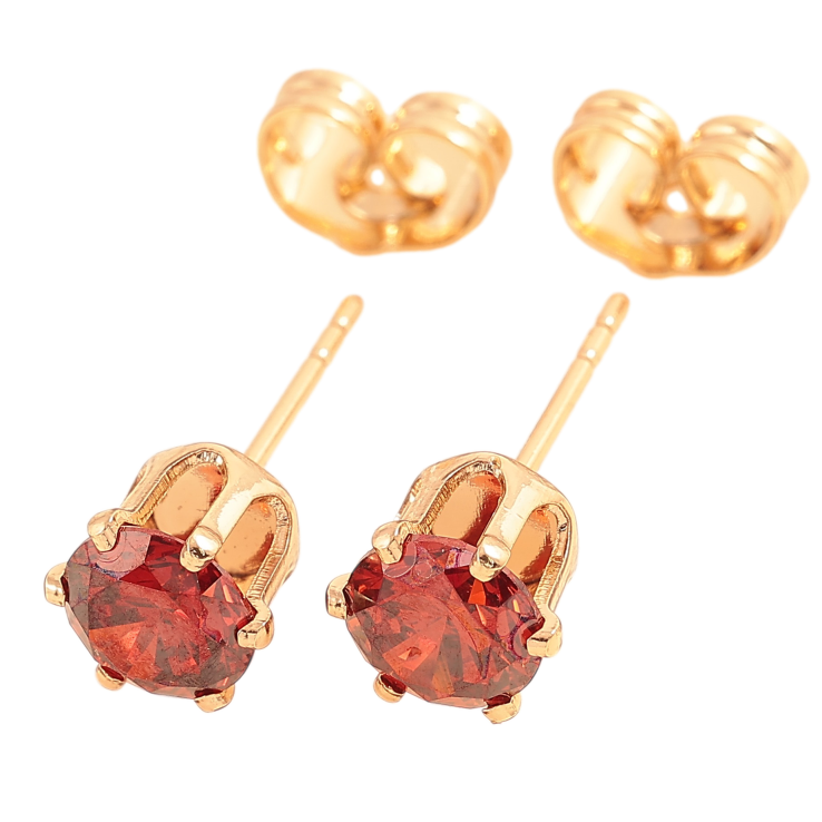 Серьги Xuping цвет Позолота 18К пусеты "Красные кристаллы в 6-ти крапановой оправе" ø 6мм фото №10