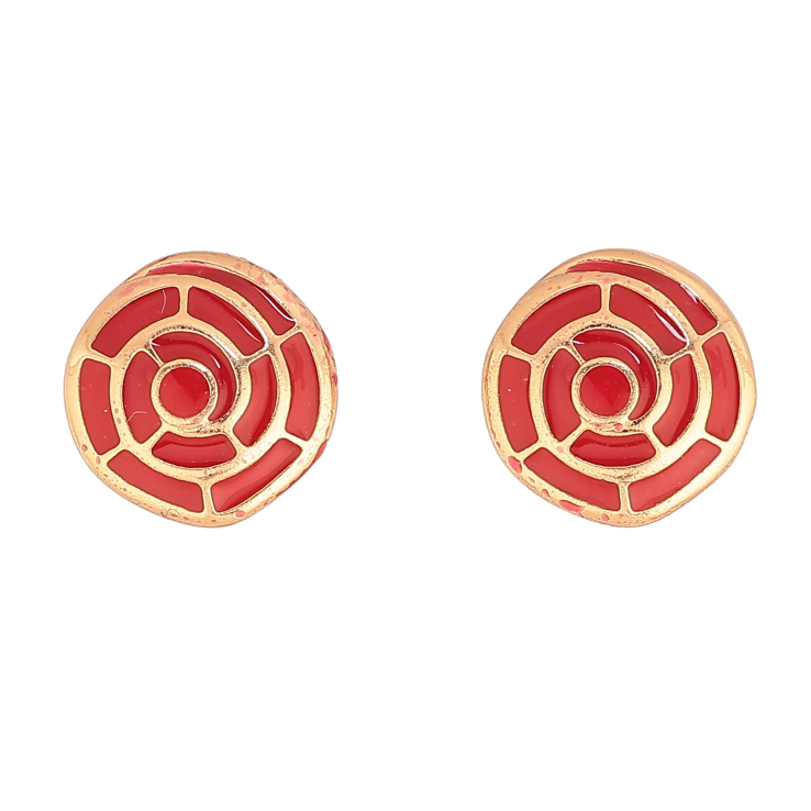 Серьги Xuping цвет Позолота 18К пусеты "Узор с красной эмалью" фото №17