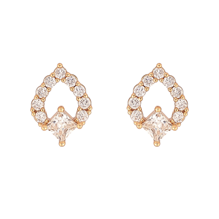 Сережки Xuping колір Позолота 18К пусети "Візерунок з кристалами" фото №1