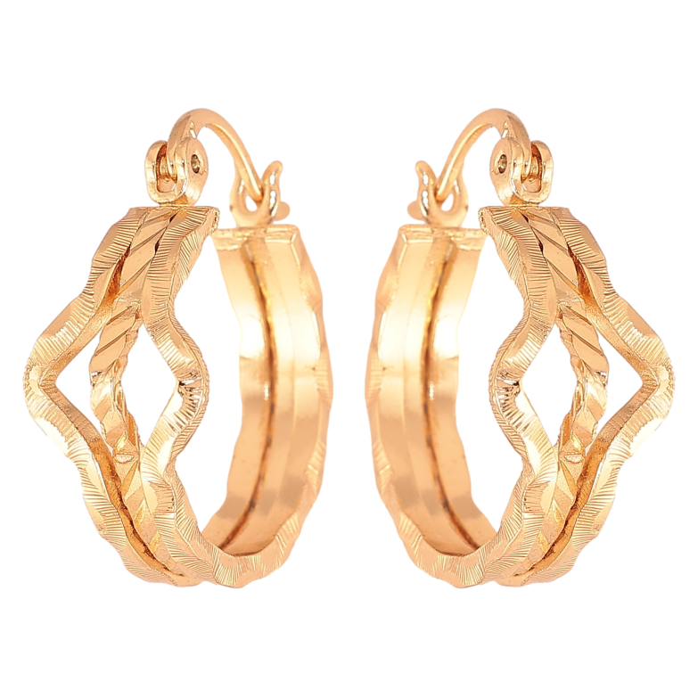 Серьги Xuping цвет Позолота 18K замок-булавка "Декоративный узор" ø 2см фото №2