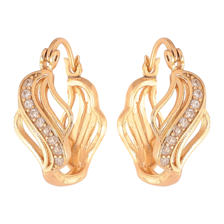Сережки Xuping колір Позолота 18K замок-шпилька "Декоративний візерунок з кристалами" фото №17 Сережки Xuping колір Позолота 18K замок-шпилька "Декоративний візерунок з кристалами" фото №17
