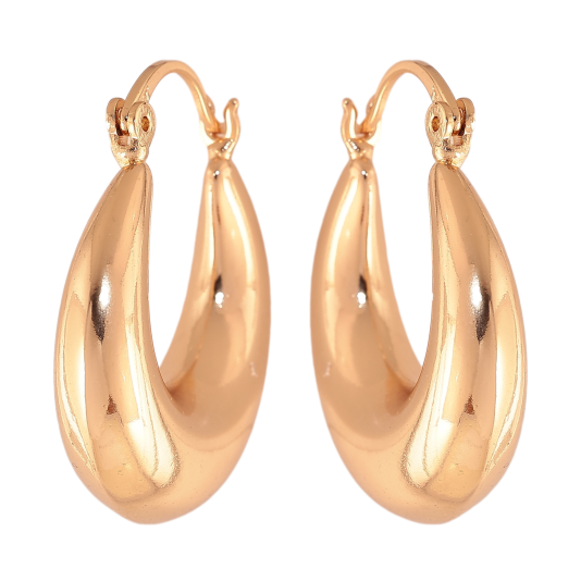 Серьги Xuping цвет Позолота 18K замок-булавка "Объемные кольца" ø 2.5см фото №1