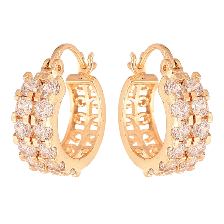 Серьги Xuping цвет Позолота 18K замок-булавка "Узор с кристаллами" ø 1.7см фото №4 Серьги Xuping цвет Позолота 18K замок-булавка "Узор с кристаллами" ø 1.7см фото №4