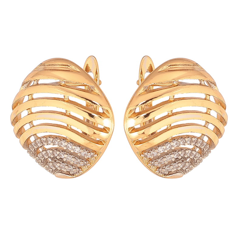 Серьги Xuping цвет Позолота 18К+Родий английский замок "Узор с кристаллами" фото №1