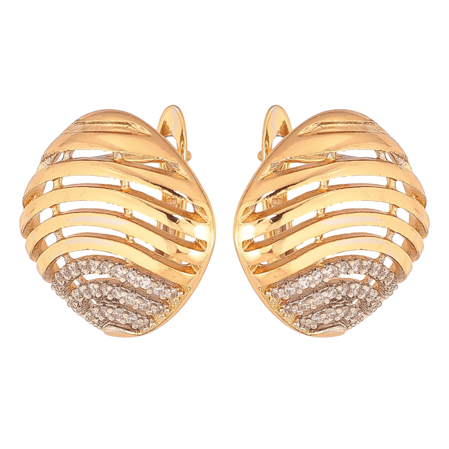 Серьги Xuping цвет Позолота 18К+Родий английский замок "Узор с кристаллами" фото №1