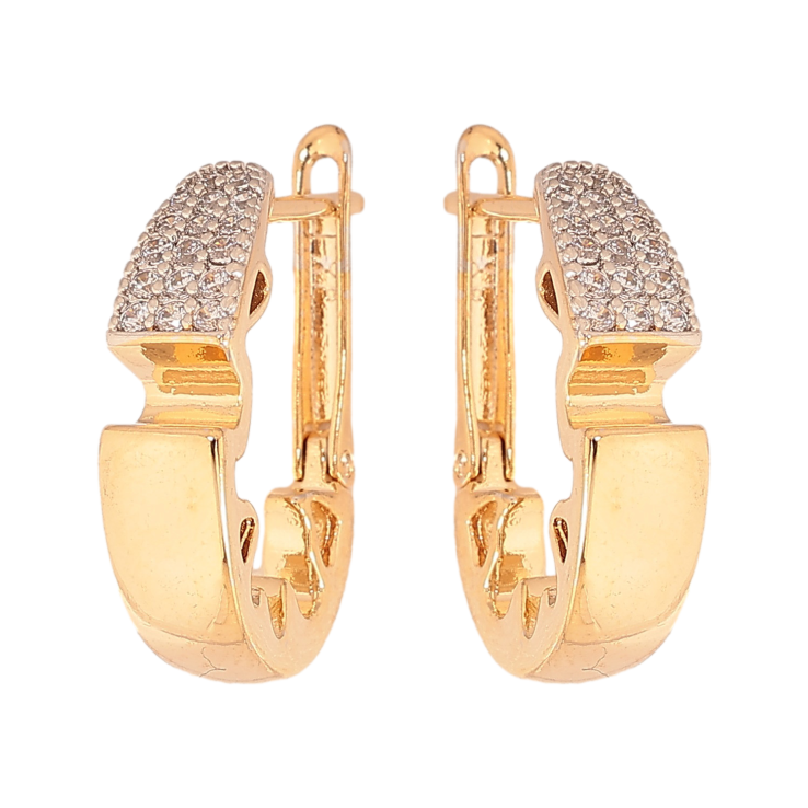 Серьги Xuping цвет Позолота 18К+Родий английский замок "Узор с кристаллами" фото №14