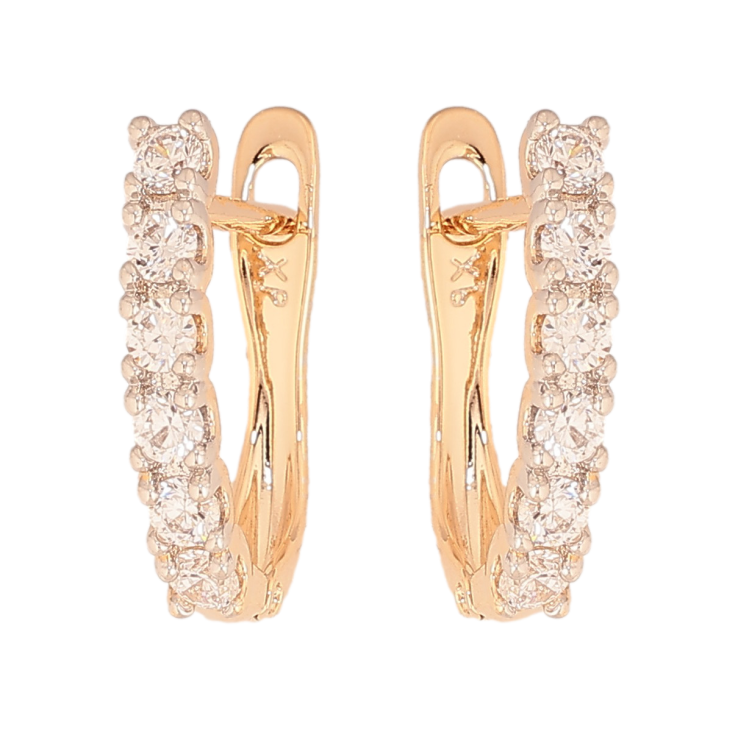 Серьги Xuping цвет Позолота 18К+Родий английский замок "Дорожки кристаллов" фото №8