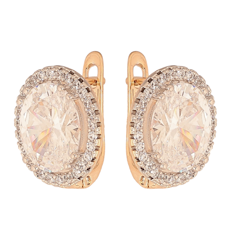 Серьги Xuping цвет Позолота 18К+Родий английский замок "Узор с кристаллами" фото №21