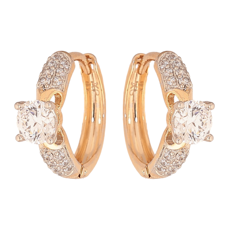 Серьги Xuping цвет Позолота 18К+Родий колечки "Инкрустация кристаллами" фото №1