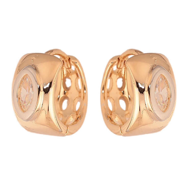 Серьги Xuping цвет Позолота 18К+Родий колечки "Вставка кристалл" фото №9