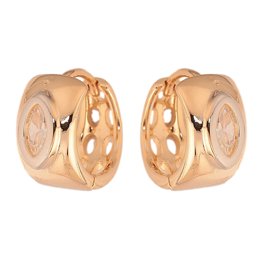 Серьги Xuping цвет Позолота 18К+Родий колечки "Вставка кристалл" фото №1