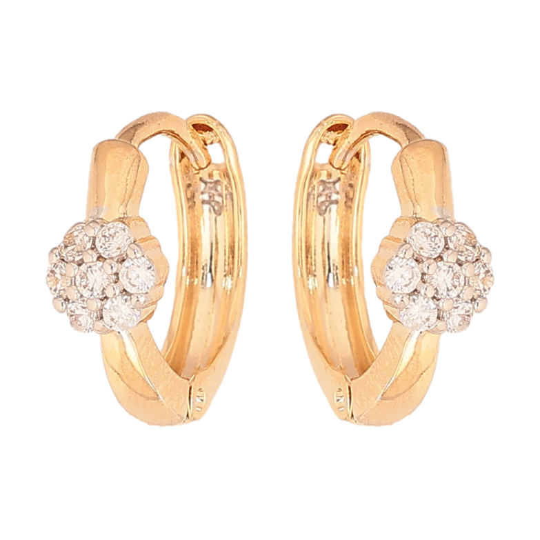 Серьги Xuping цвет Позолота 18К+Родий колечки "Узор с кристаллами" фото №1