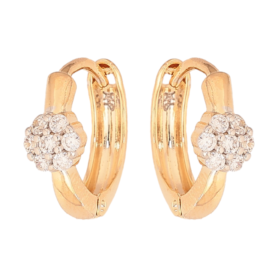 Серьги Xuping цвет Позолота 18К+Родий колечки "Узор с кристаллами" фото №1