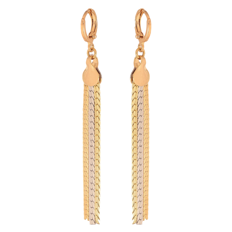 Серьги Xuping цвет Позолота 18К+Родий подвески на колечках "Цепочки" фото №10 Серьги Xuping цвет Позолота 18К+Родий подвески на колечках "Цепочки" фото №10