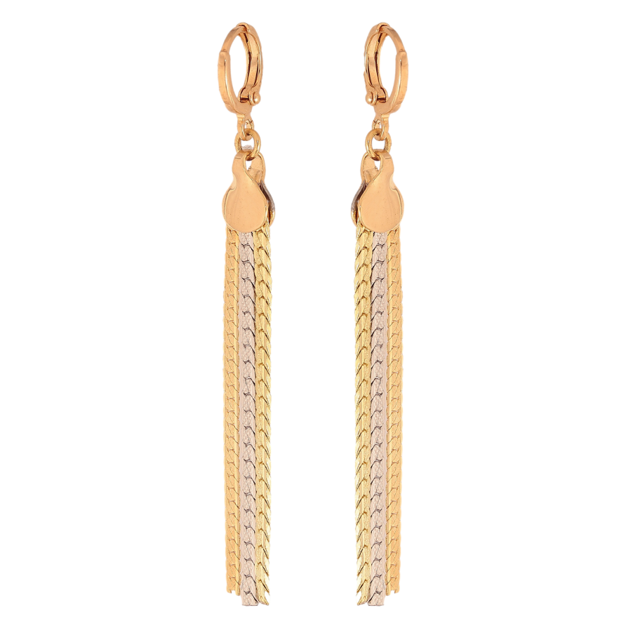 Серьги Xuping цвет Позолота 18К+Родий подвески на колечках "Цепочки" фото №1