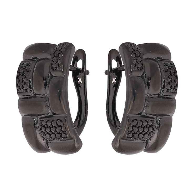 Серьги Xuping цвет Позолота Black (черное золото) английский замок "Узор с черными кристаллами" фото №7 Серьги Xuping цвет Позолота Black (черное золото) английский замок "Узор с черными кристаллами" фото №7