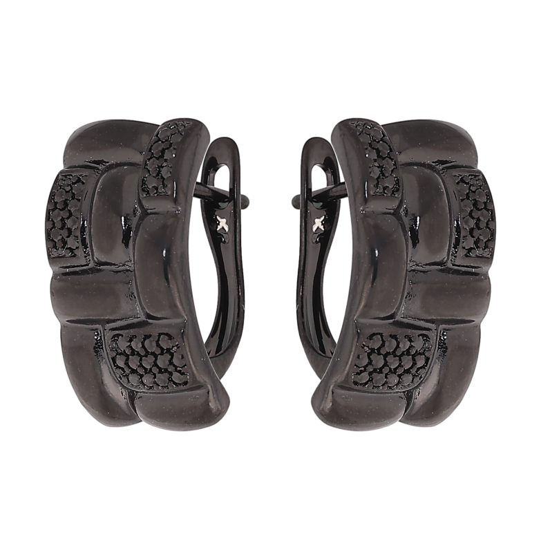 Серьги Xuping цвет Позолота Black (черное золото) английский замок "Узор с черными кристаллами" фото №1 Серьги Xuping цвет Позолота Black (черное золото) английский замок "Узор с черными кристаллами" фото №1