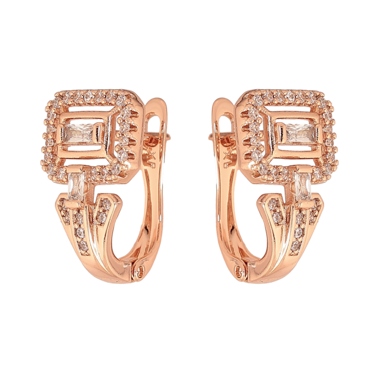 Сережки Xuping колір Позолота РО англійський замок "Візерунок з кристалами" фото №13