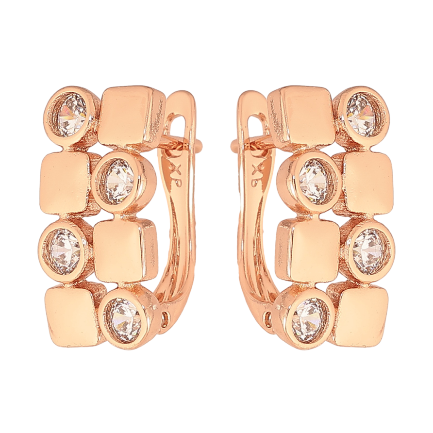 Серьги Xuping цвет Позолота РО английский замок "Узор с кристаллами" фото №1